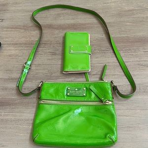 Kate Spade matching green crossbody and wallet